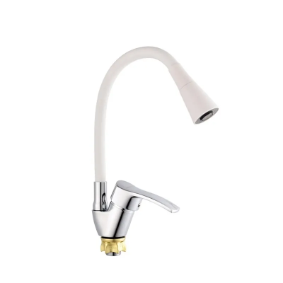 Смеситель для кухни с силиконовым изливом Champion YUB 011-279 (Nut) Refl.White (MI6426)
