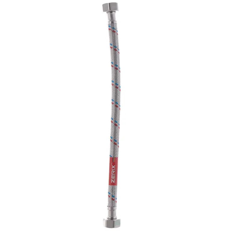 Гибкий шланг для подключения воды гайка 1/2'' - гайка 1/2'' (30 см) Zerix (ZX1549) Гибкий шланг для подключения воды гайка 1/2'' - гайка 1/2'' (30 см) Zerix (ZX1549)