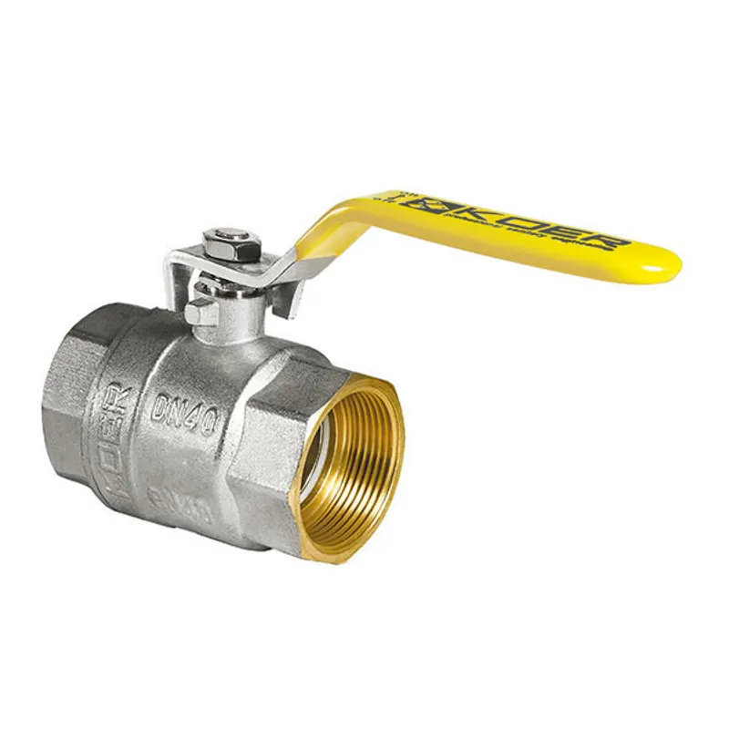 Кран шаровой KOER KR.214.G - 1 1/2" FF ГГВ YELLOW, ручка "рычаг" желтая (KR0136)