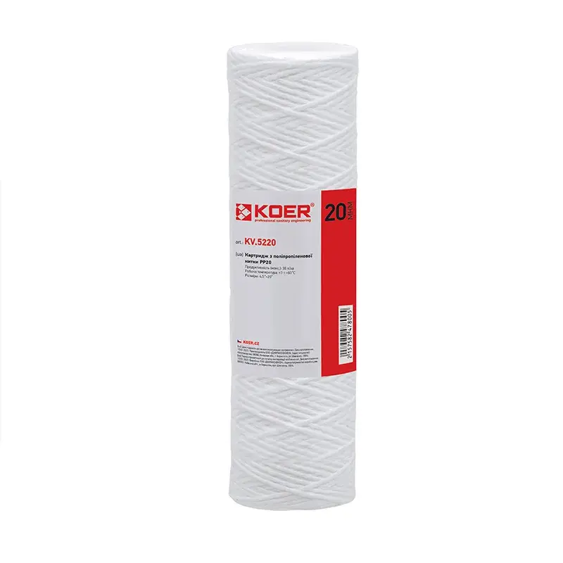Картридж из полипропиленовой нити Koer KV.5220 PP20 4,5"x20" (KR4780) Картридж из полипропиленовой нити Koer KV.5220 PP20 4,5"x20" (KR4780)