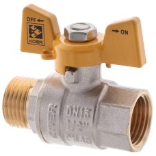 Кран шаровой KOER KR.218.G - 1/2" FM ГШМ YELLOW, ручка "бабочка" желтая (KR0036)