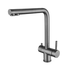 Смеситель для кухни Zerix LUX-021 graphite с выходом для питьевой воды (нерж. сталь) (ZX4871)
