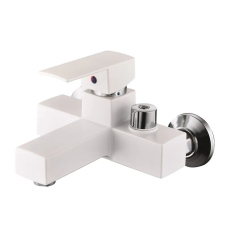 Смеситель для ванны Plamix Kubus-009 EURO SET White (со шлангом, лейкой и кронштейном) (PM0673)