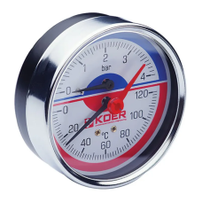 Термо-манометр аксиальный (KOER KM.812A) (0-4 bar), D 80мм, 1/4''-1/2'' (KR0221)