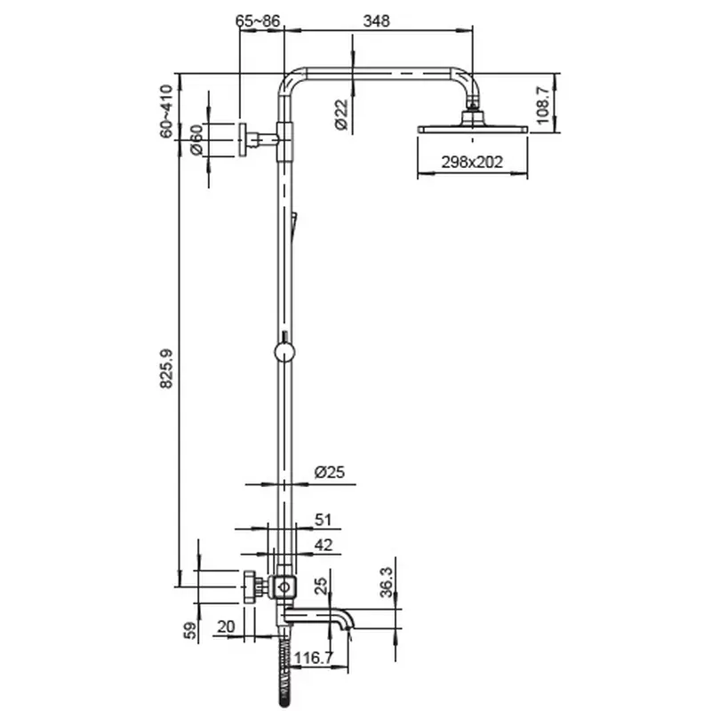 Душевая колонна с термостатическим смесителем Koer KB-57011-07, 3 функции (KR5217) Душевая колонна с термостатическим смесителем Koer KB-57011-07, 3 функции (KR5217)