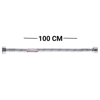 Гибкий шланг для подключения воды гайка 1/2'' - Штуцер 1/2'' (100 см) (силик. оболочка) Zerix (ZX30