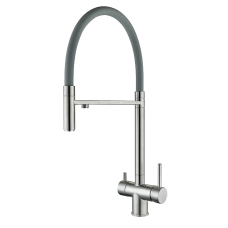 Кухонный смеситель на две воды с гибким изливом Zerix KIT-021 Refl.Gray (нерж. сталь) (ZX4861)