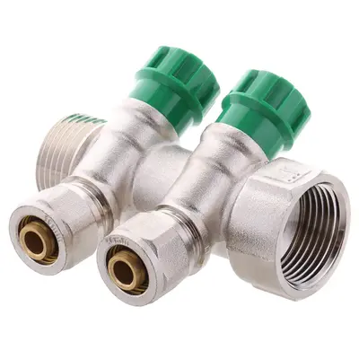 Коллектор вентильный с фитингом Koer KR.1124-2 1”x2 ways (KR2832) Коллектор вентильный с фитингом Koer KR.1124-2 1”x2 ways (KR2832)