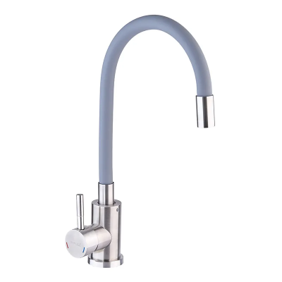 Смеситель для кухни с силиконовым изливом Champion SUS-011 Refl.Gray (нерж. сталь) (CH0333)