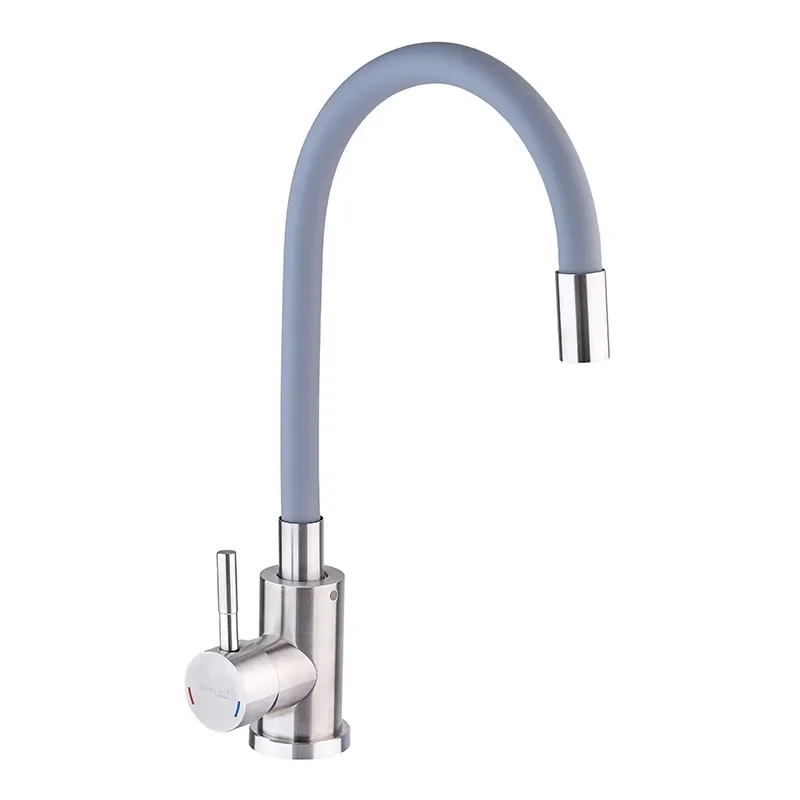 Смеситель для кухни с силиконовым изливом Champion SUS-011 Refl.Gray (нерж. сталь) (CH0333)