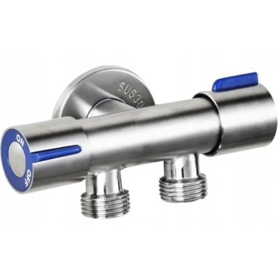 Кран для подключения сантехприборов Champion VAL-11-1/2x1/2x1/2 из нержавеющей стали SUS304 (синий)