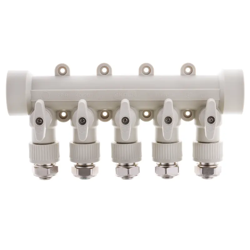 Коллектор распределительный 5-way с фитингом (40x20) PPR Koer K0193.PRO (KP2558) Коллектор распределительный 5-way с фитингом (40x20) PPR Koer K0193.PRO (KP2558)