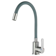 Кухонный смеситель с серым силиконовым изливом Zerix DAX-011 Refl.Gray (нерж. сталь) (ZX4819)