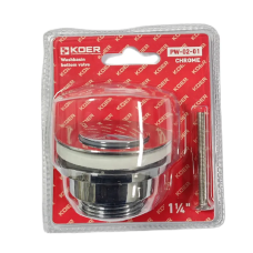Донный клапан для умывальника Koer PW-02-01 1 1/4'' (кнопка) (Цвет хром) (KR3399)