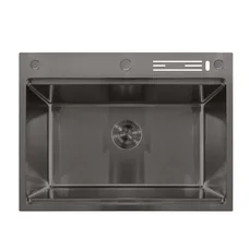 Мойка Mixxus MH7050-SK NANO-BLACK (3.0/0.8) с н.ст. со ступенькой для суш.,с подст.под ножи(графит)