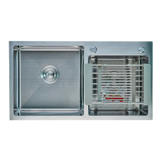 Мойка Zerix ZH7843DS-215 (3.0/1.0) Satin с диспенсером и сушилкой для посуды (ZM5570)