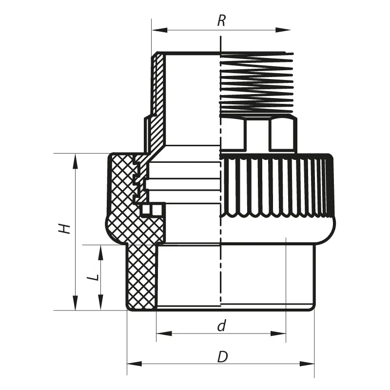 Муфта НР 50x1.1/2M PPR Koer K0101.PRO (KP0120) Муфта НР 50x1.1/2M PPR Koer K0101.PRO (KP0120)