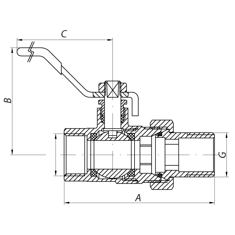 Кран с американкой 1-1/4" ручка РЫЧАГ (Koer KR.229) (KR0150) Кран с американкой 1-1/4" ручка РЫЧАГ (Koer KR.229) (KR0150)