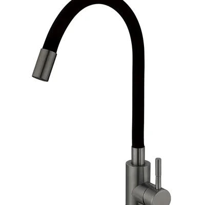 Смеситель для кухни Mixxus SEO-011 Graphite Refl.Black с силиконовым изливом (MI6566)