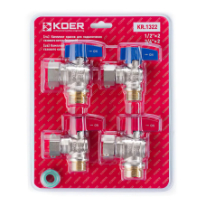 Комплект кранов для подключения газового котла Koer KR.1322 угловой (1/2"x2шт, 3/4x2шт) (KR3126)