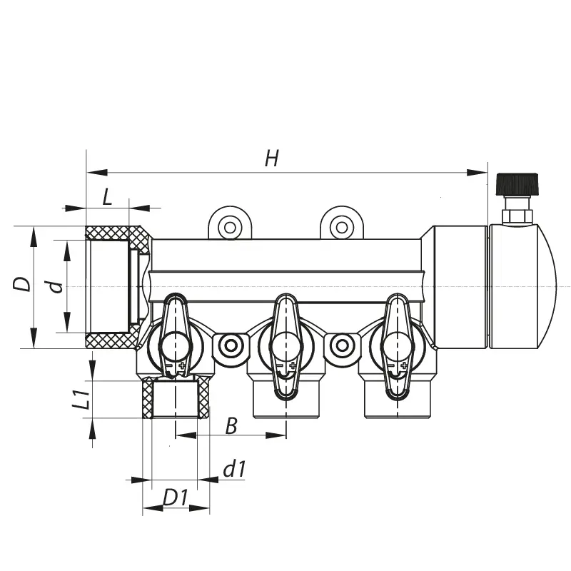 Коллектор 3-way с шаровыми кранами (40x20) PPR Koer K0170.PRO (KP0220) Коллектор 3-way с шаровыми кранами (40x20) PPR Koer K0170.PRO (KP0220)
