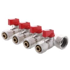 Коллектор с отсекающими кранами с фитингом Koer KR.1125-4 3/4”x4 ways (KR2837)