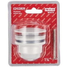 Донный клапан для умывальника Koer PW-01-03 1 1/4'' (кнопка) (Белый) (KR3402)