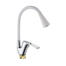 Смеситель для кухни с силиконовым изливом Champion YUB 011-181 (Nut) Refl.White (MI6423)