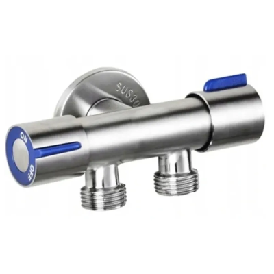 Кран для подключения сантехприборов Mixxus VAL-11-1/2x1/2x1/2 с нерж. стали SUS304 (синий) (MI6219)