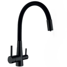 Смеситель для кухни Mixxus SUS-021 BLACK REFL.BLACK с силиконовым изливом, с выходом для питьевой в