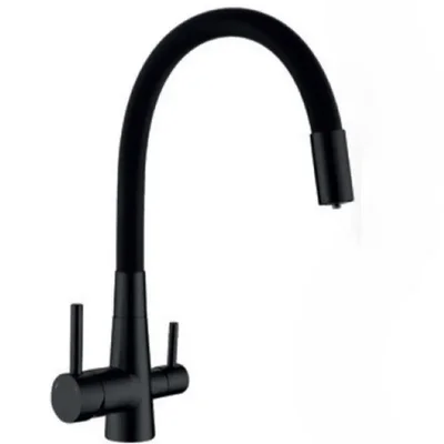 Смеситель для кухни Mixxus SUS-021 BLACK REFL.BLACK с силиконовым изливом, с выходом для питьевой в