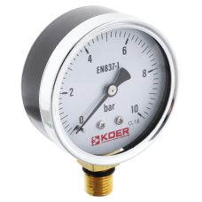 Манометр радиальный KOER KM.610R D 63мм (0-10 bar) 1/4''-1/2'' (KR2902)