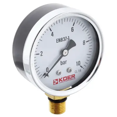 Манометр радиальный KOER KM.610R D 63мм (0-10 bar) 1/4''-1/2'' (KR2902) Манометр радиальный KOER KM.610R D 63мм (0-10 bar) 1/4''-1/2'' (KR2902)