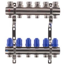 Коллекторный блок с термостатическими клапанами Koer KR.1100-06 1”x6 ways (KR2632)