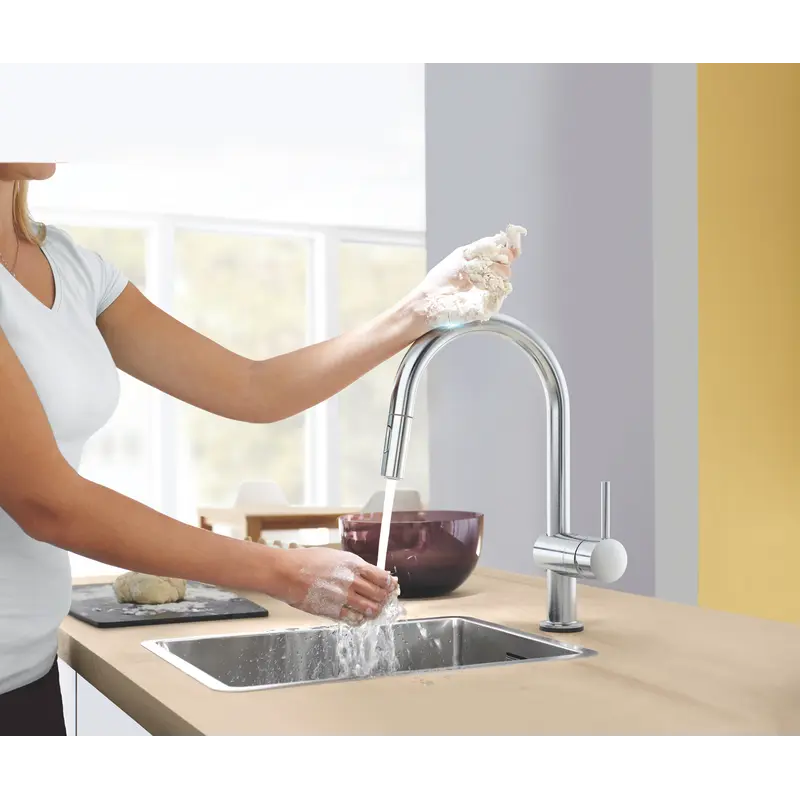 Сенсорний змішувач для кухні з висувним виливом Grohe Minta Touch (31358DC2) Сенсорний змішувач для кухні з висувним виливом Grohe Minta Touch (31358DC2)