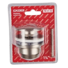 Донный клапан для умывальника Koer PW-01-02 1 1/4'' (кнопка) (Цвет нерж) (KR3401)