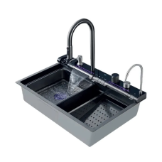 Мойка Zerix ZH7546-SET-04 DECOR Nano-Black со встроенным смесителем из нерж. стали (ZM5578)