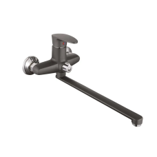 Смеситель для ванны Plamix CEZAR-006 EURO SET Graphite, со шлангом, лейкой и кронштейном (PM0691)