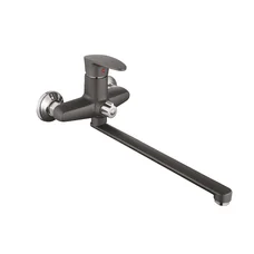 Смеситель для ванны Plamix CEZAR-006 EURO SET Graphite, со шлангом, лейкой и кронштейном (PM0691)