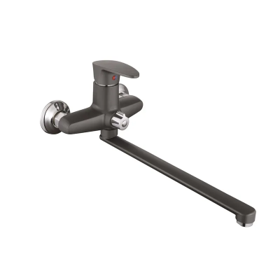 Смеситель для ванны Plamix CEZAR-006 EURO SET Graphite, со шлангом, лейкой и кронштейном (PM0691)