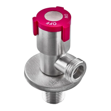 Кран для подключения сантехприборов Zerix VAL-07-1/2x1/2 из нерж.стали SUS304 (красный) (ZX5100)