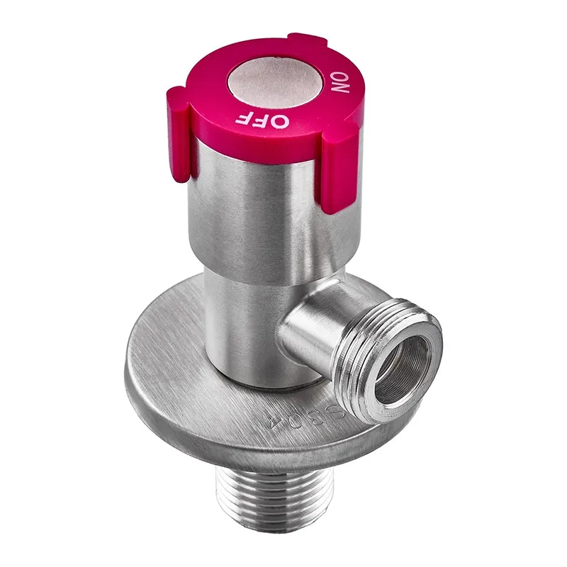 Кран для подключения сантехприборов Zerix VAL-07-1/2x1/2 из нерж.стали SUS304 (красный) (ZX5100)