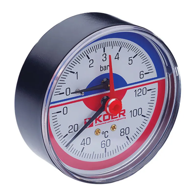 Термо-манометр аксиальный (KOER KM.802A) (0-6 bar), D 80мм, 1/4''-1/2'' (KR0223)