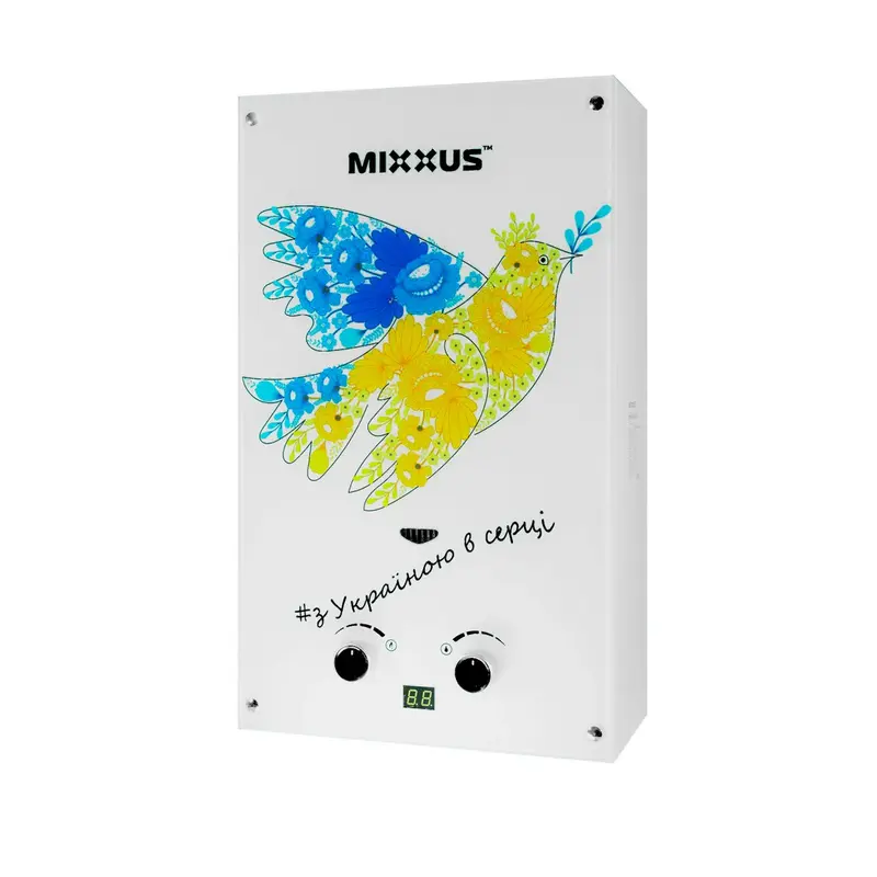 Газовая колонка MIXXUS GWH-0610 BASIC GLASS дымоходная 10 л/мин (панель из стекла с рисунком) (WH00