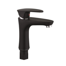 Смеситель для умывальника Plamix Cezar-001 SET Matte black (с подводкой) (PM0662)