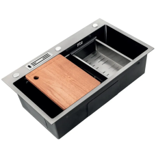 Мойка Mixxus Premium MH7545-SET-05 MICRO DECOR NANO-BLACK (3.0/0.8) комплект (графит) (MX9633)