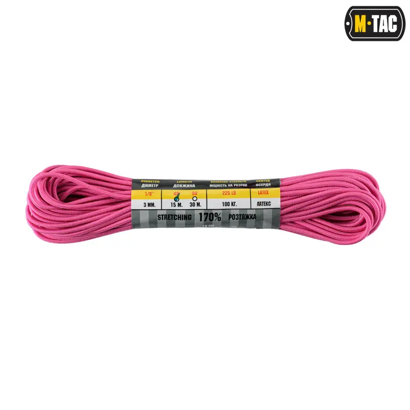 M-Tac паракорд Shock-Cord 3mm 15m Neon Pink