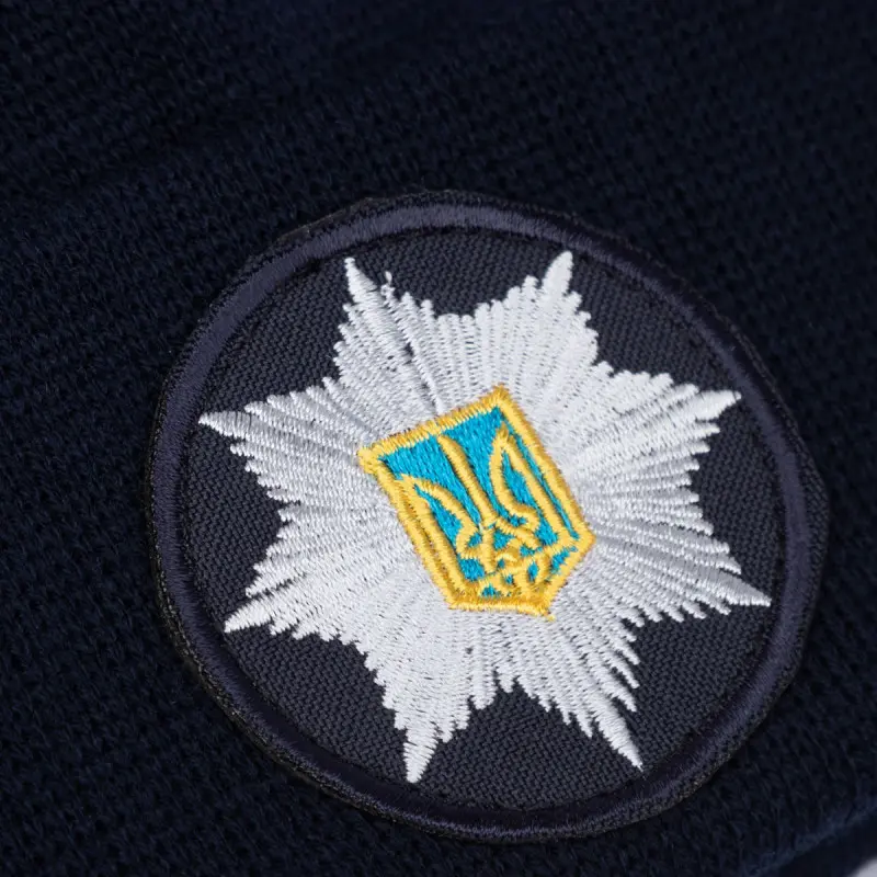 Шапка в'язана флісова з відворотом Поліція - Navy Blue, Vik-Tailor