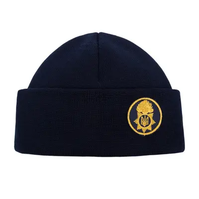 Шапка вязаная флисовая с отворотом НГУ - Navy Blue, Vik-Tailor