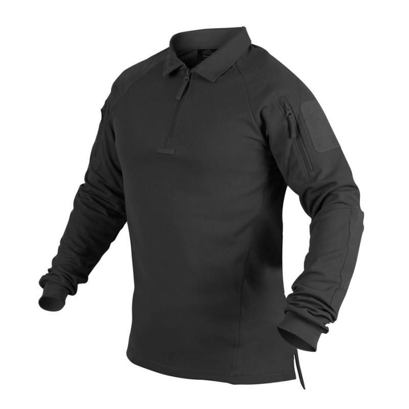 Футболка Polo RANGE з д/рукавами, Black, Helikon-Tex